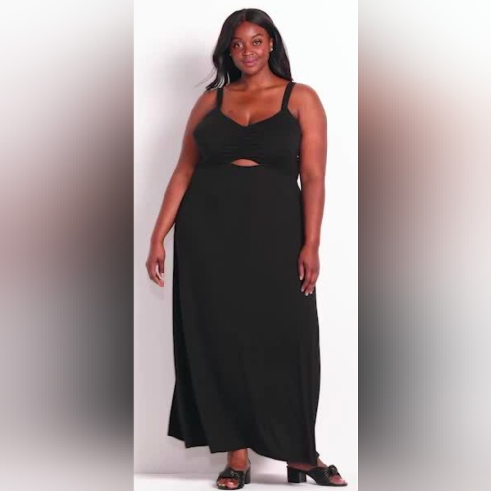 Super Soft By Torrid Black Knit V-Neeck Cut-Out Sleeveless Maxi Dress